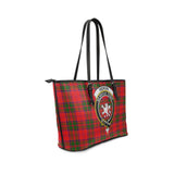 Clan Heron Crest Tartan Leather Tote Bag MT1828