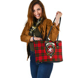 Clan Heron Crest Tartan Leather Tote Bag MT1828