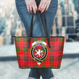 Clan Heron Crest Tartan Leather Tote Bag MT1828