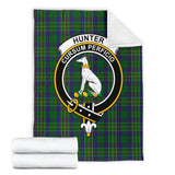 Clan Hunter of Hunterston Crest Tartan Blanket UC381