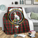 Clan Hunter USA Crest Tartan Blanket UC382