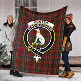 Clan Hunter USA Crest Tartan Blanket UC382