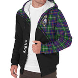 Clan Inglis Modern Crest Tartan Sherpa Hoodie Curve Style CE604