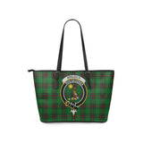 Clan Kinloch Crest Tartan Leather Tote Bag MT1778