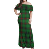 Clan Kinloch Tartan Off Shoulder Long Dress VL483