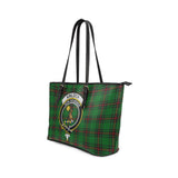 Clan Kinloch Crest Tartan Leather Tote Bag MT1778