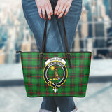 Clan Kinloch Crest Tartan Leather Tote Bag MT1778