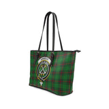 Clan Kinnear Crest Tartan Leather Tote Bag MT1776