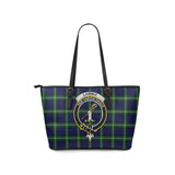 Clan Lammie Crest Tartan Leather Tote Bag MT1771