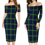 Clan Lammie Tartan Off Shoulder Lady Dress VD731