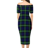 Clan Lammie Tartan Off Shoulder Lady Dress VD731