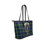 Clan Lammie Crest Tartan Leather Tote Bag MT1771