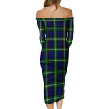 Clan Lammie Tartan Off Shoulder Lady Dress VD731