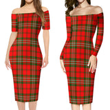 Clan Langlands Tartan Off Shoulder Lady Dress VD726