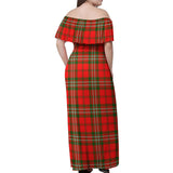 Clan Langlands Tartan Off Shoulder Long Dress VL499