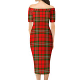 Clan Langlands Tartan Off Shoulder Lady Dress VD726