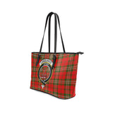 Clan Langlands Crest Tartan Leather Tote Bag MT1766