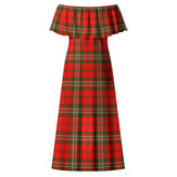 Clan Langlands Tartan Off Shoulder Long Dress VL499