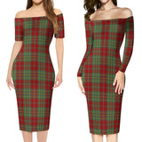 Clan Leask Tartan Off Shoulder Lady Dress VD723