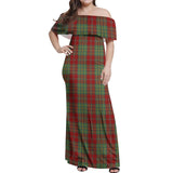 Clan Leask Tartan Off Shoulder Long Dress VL504