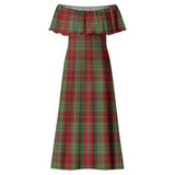 Clan Leask Tartan Off Shoulder Long Dress VL504