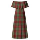 Clan Leask Tartan Off Shoulder Long Dress VL504