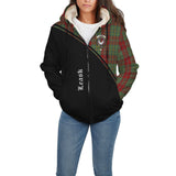 Clan Leask Crest Tartan Sherpa Hoodie Curve Style CE559