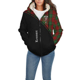 Clan Lennox Crest Tartan Sherpa Hoodie Curve Style CE557