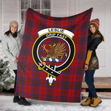 Clan Leslie Red Crest Tartan Blanket UC436