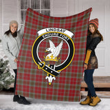 Clan Lindsay Weathered Crest Tartan Blanket UC442