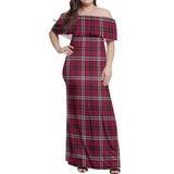 Clan Little Tartan Off Shoulder Long Dress VL521