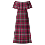 Clan Little Tartan Off Shoulder Long Dress VL521