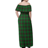 Clan Logie Tartan Off Shoulder Long Dress VL531