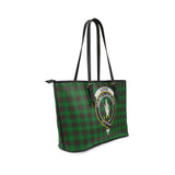 Clan Logie Crest Tartan Leather Tote Bag MT1742