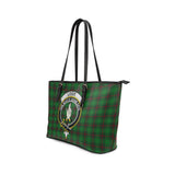 Clan Logie Crest Tartan Leather Tote Bag MT1742