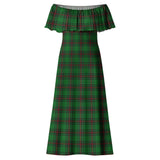 Clan Logie Tartan Off Shoulder Long Dress VL531