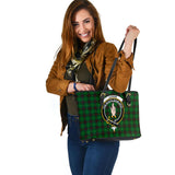 Clan Logie Crest Tartan Leather Tote Bag MT1742