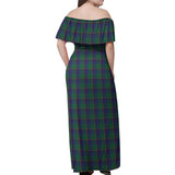 Clan Lowry Tartan Off Shoulder Long Dress VL535