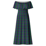 Clan Lowry Tartan Off Shoulder Long Dress VL535