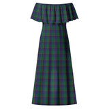 Clan Lowry Tartan Off Shoulder Long Dress VL535