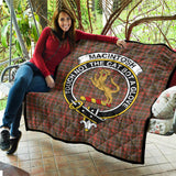 Clan MacIntosh Hunting Weathered Crest Tartan Premium Quilt FC425