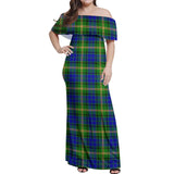 Clan Maitland Tartan Off Shoulder Long Dress VL799