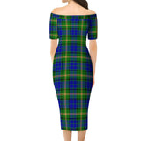 Clan Maitland Tartan Off Shoulder Lady Dress VD437