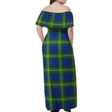 Clan Maitland Tartan Off Shoulder Long Dress VL799