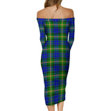 Clan Maitland Tartan Off Shoulder Lady Dress VD437