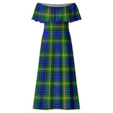 Clan Maitland Tartan Off Shoulder Long Dress VL799