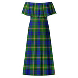 Clan Maitland Tartan Off Shoulder Long Dress VL799