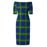 Clan Maitland Tartan Off Shoulder Lady Dress VD437