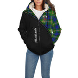 Clan Maitland Crest Tartan Sherpa Hoodie Curve Style CE292