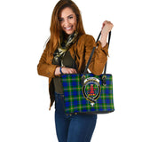 Clan Maitland Crest Tartan Leather Tote Bag MT1493